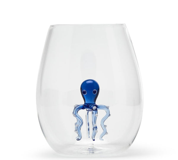 Octopus Stemless Wine Glass