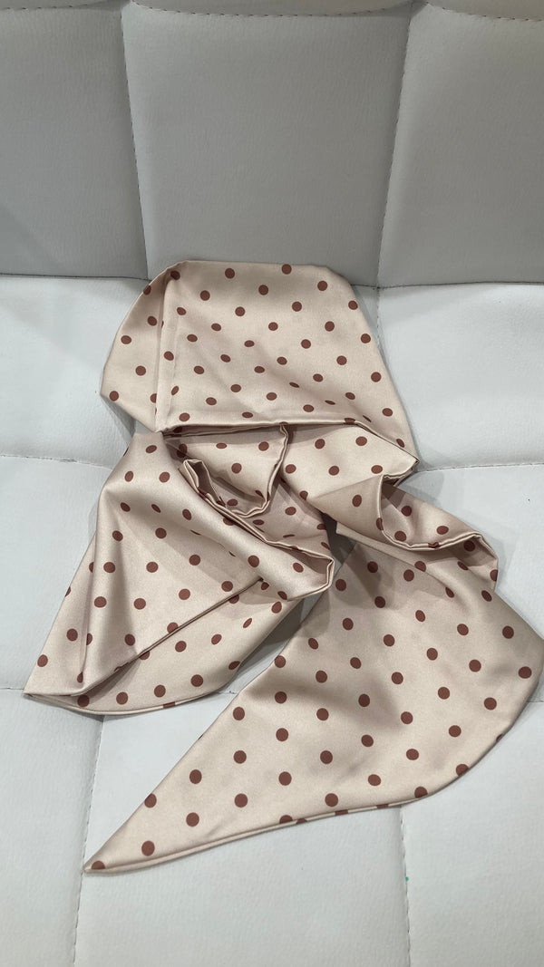 Beige with Brown Polka Dot Scarf