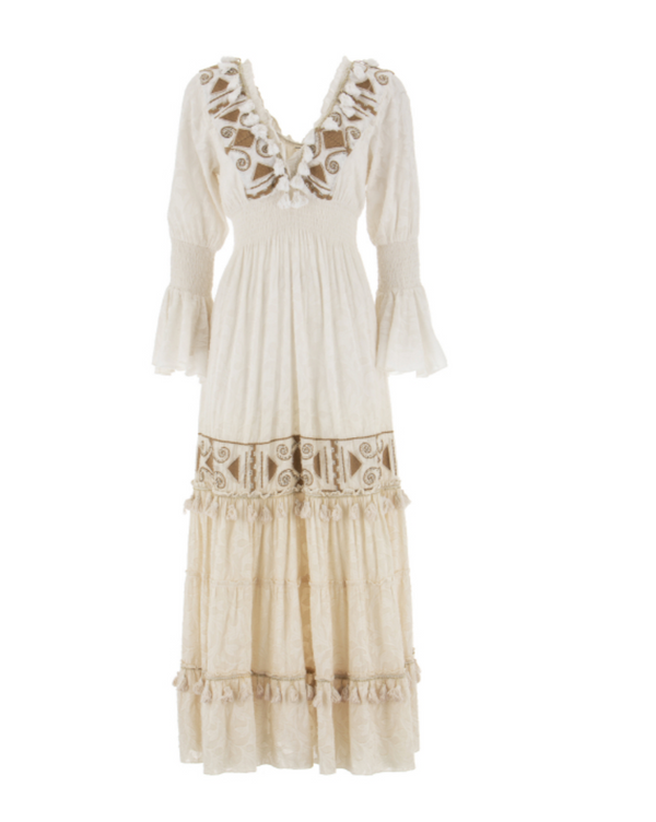 Golden & White  Gypsy Dress