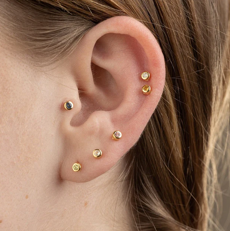 Gold Plated February Birthstone Stud Earrings (Amethyst)