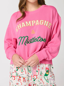 Shiraleah "Champagne & Mistletoe" Lounge Sweatshirt, Azalea