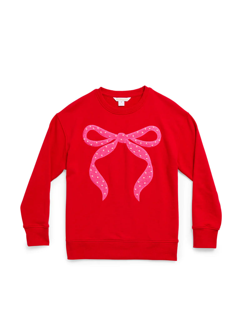 Pearl Bow Classic Sweatshirt, Red