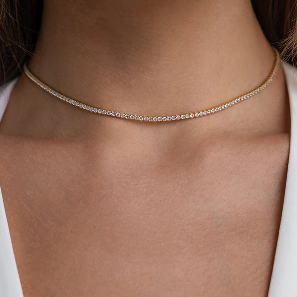 Classic Tennis Necklace - Gold or Silver