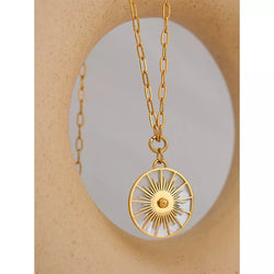 Round Sun Pendant Necklace