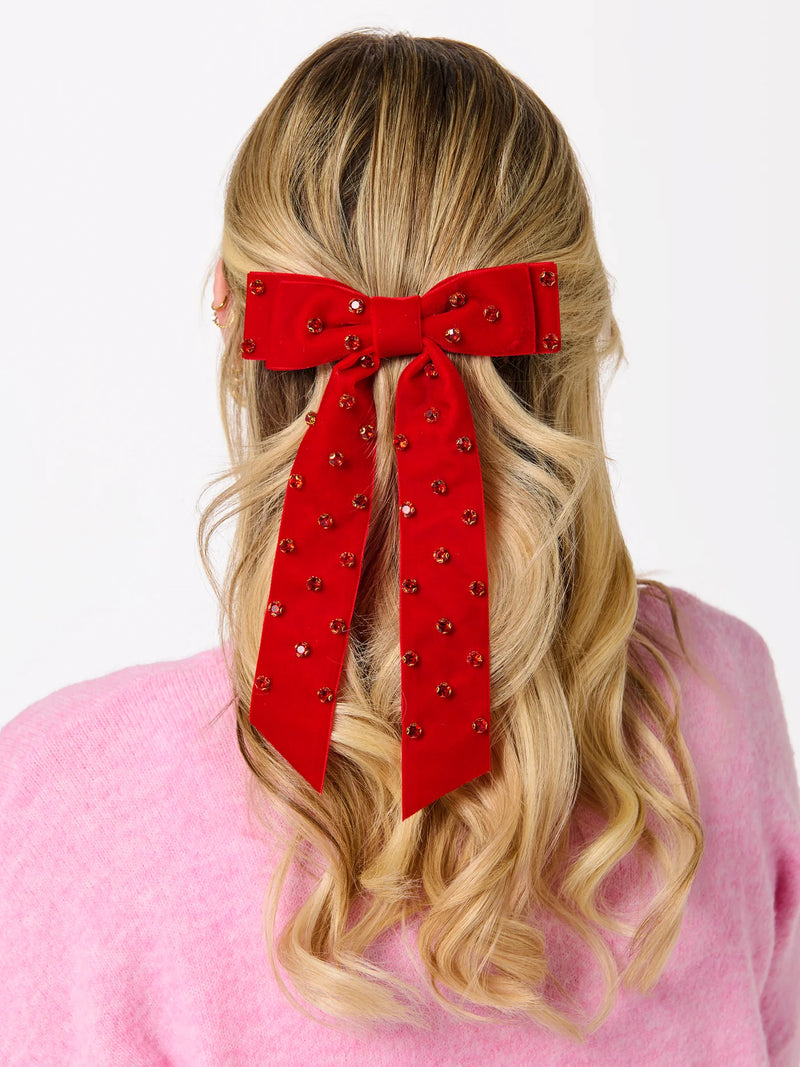 Shiraleah Velvet And Rhinestones Bow Clip
