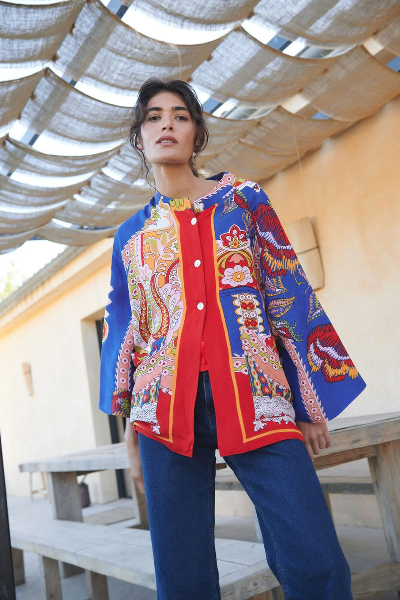 Carnival Cobalt Linen Summer Jacket