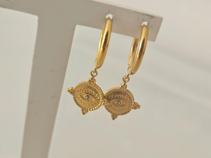 Boho Mini Pendant Huggie Earrings