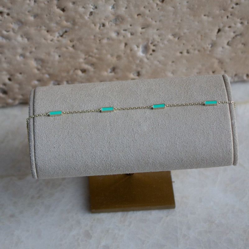 Sterling Silver Gold Vermeil Enamel Station Bracelet