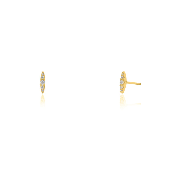 Sterling Silver Gold Vermeil CZ Elliptic Stud Earrings