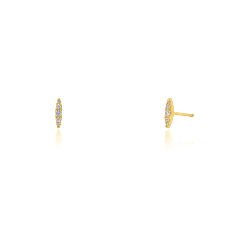 Sterling Silver Gold Vermeil CZ Elliptic Stud Earrings