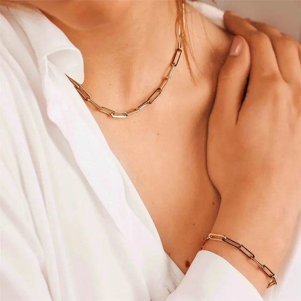 Gold Paperclip Chain Necklace