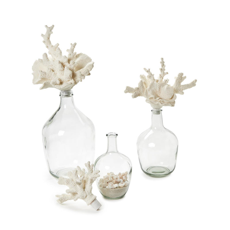 Glass Bottle Jars with Coral Stopper - 3 Sizes