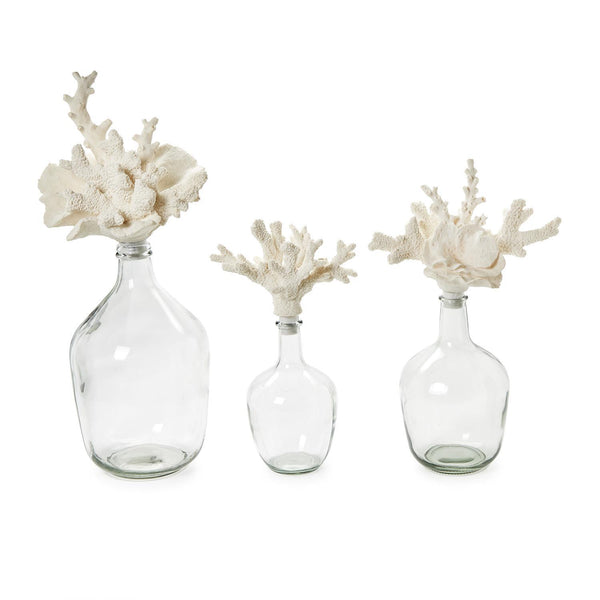 Glass Bottle Jars with Coral Stopper - 3 Sizes