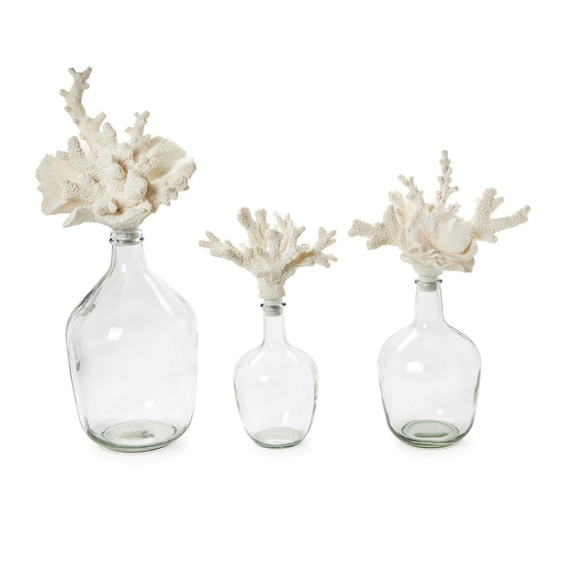Glass Bottle Jars with Coral Stopper - 3 Sizes
