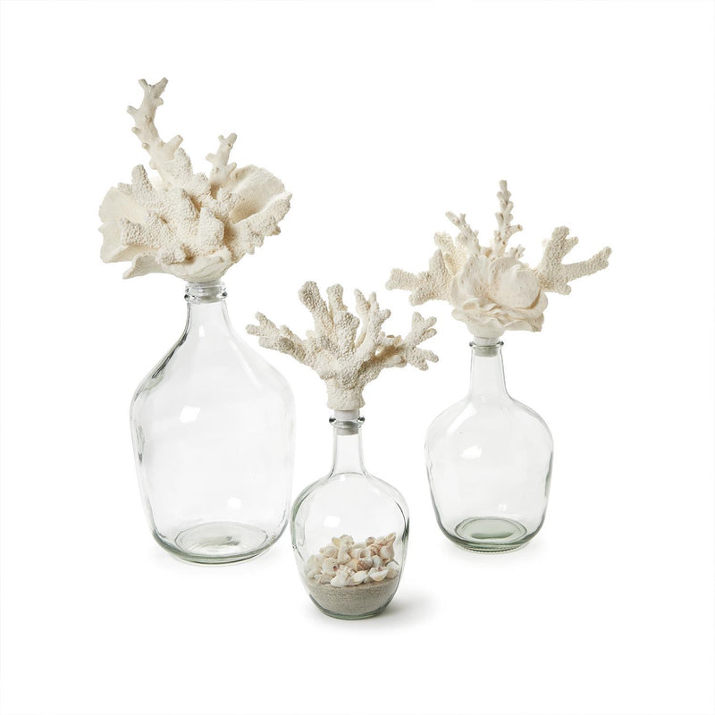 Glass Bottle Jars with Coral Stopper - 3 Sizes