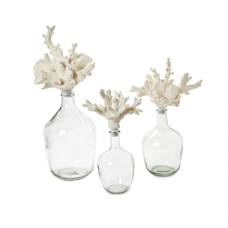 Glass Bottle Jars with Coral Stopper - 3 Sizes