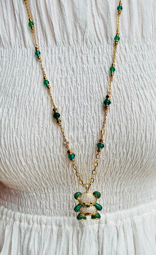 Green Teddy Bear Necklaces