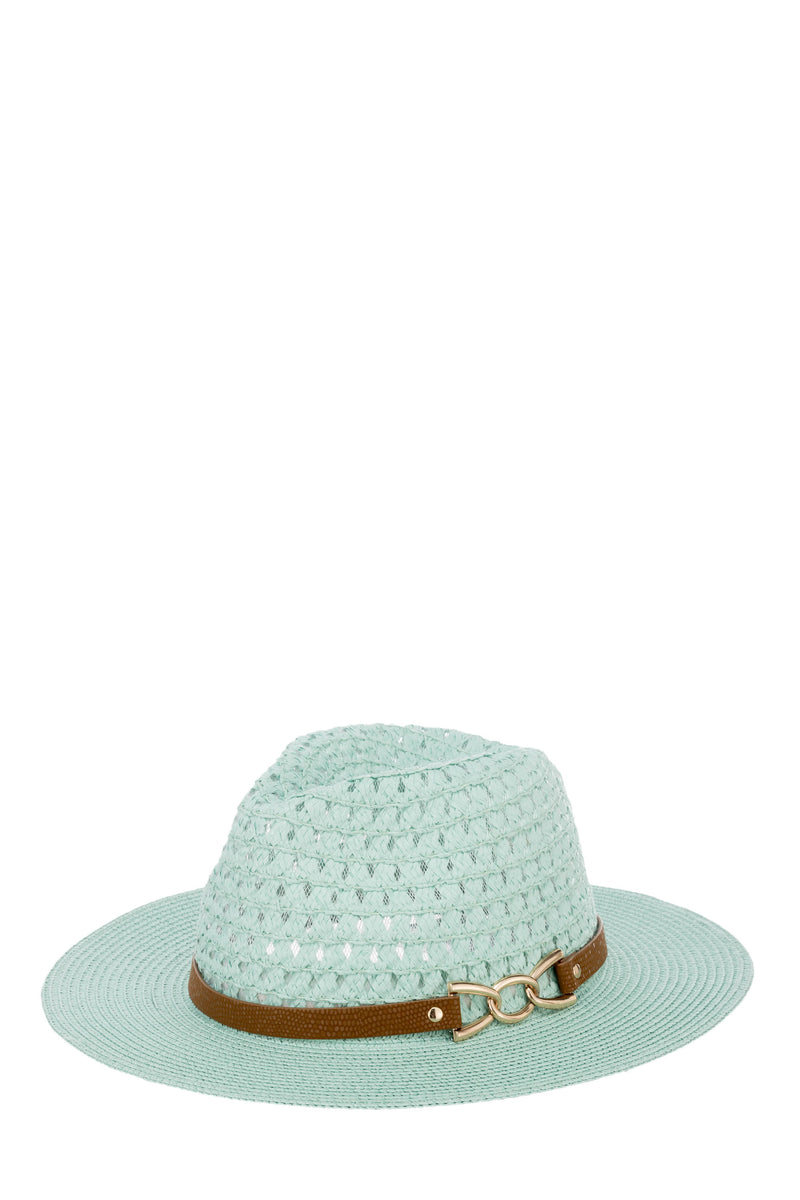 Aqua Summer hat with gold accent