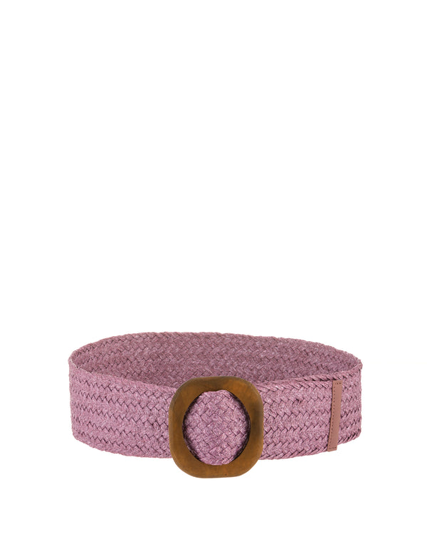 Straw Belt with Wood Buckle