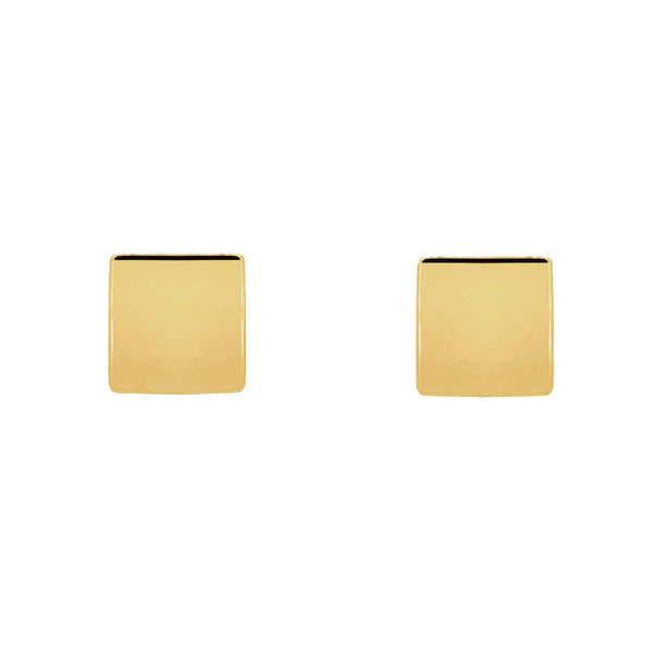 Sterling Silver Gold Vermeil Plain Square Studs