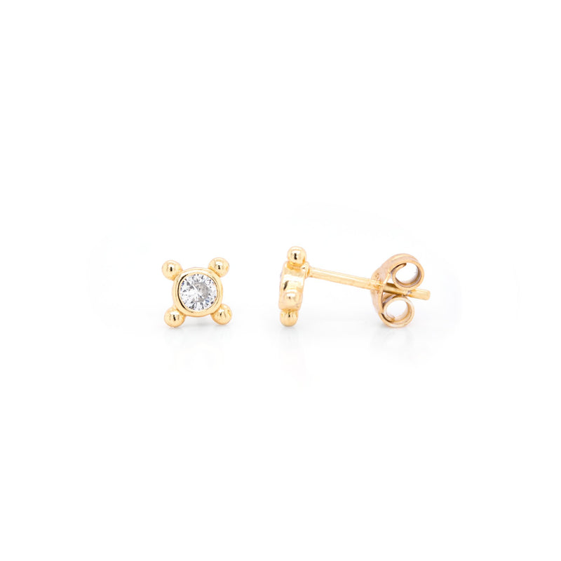 Sterling Silver CZ Gizmo Star Studs