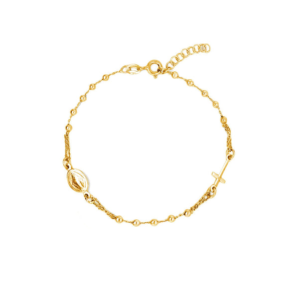 Sterling Silver Gold Vermeil Rosary Bracelet
