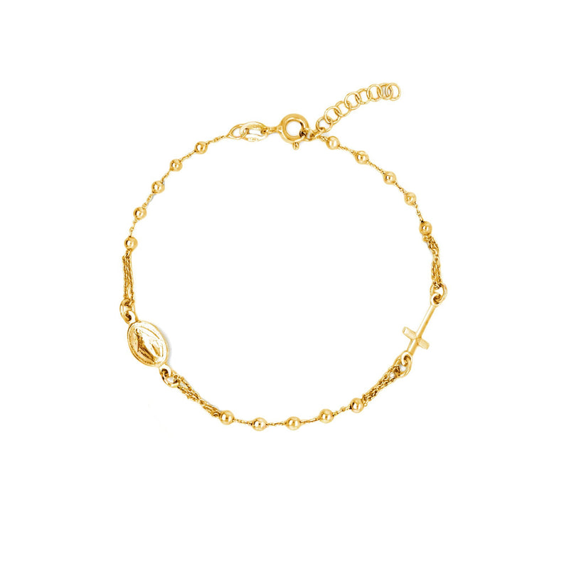Sterling Silver Gold Vermeil Rosary Bracelet