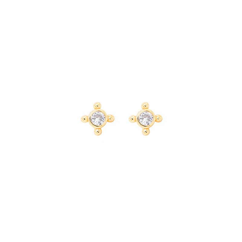 Sterling Silver CZ Gizmo Star Studs