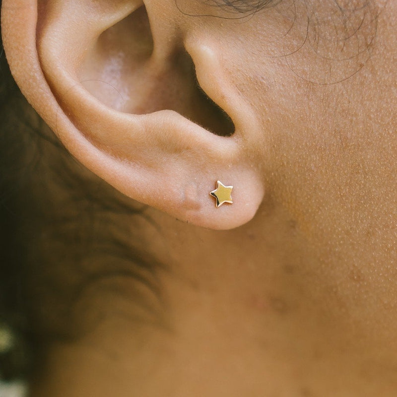 Sterling Silver Gold Vermeil Plain Petite Mismatched Moon & Star Studs