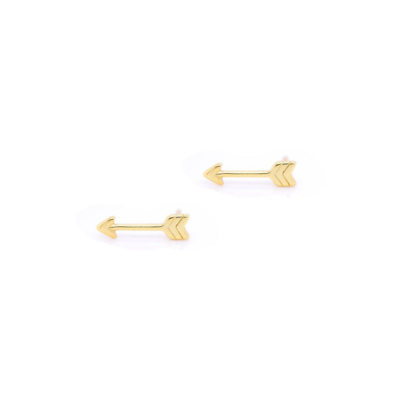 Sterling Silver Gold Vermeil Flat Arrow Studs
