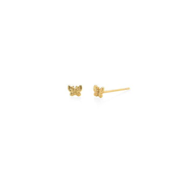 Sterling Silver Gold Vermeil Tiny Detailed Butterfly Studs