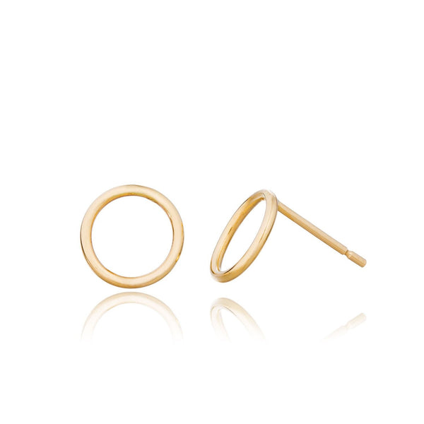Sterling Silver Gold Vermeil Plain O Studs