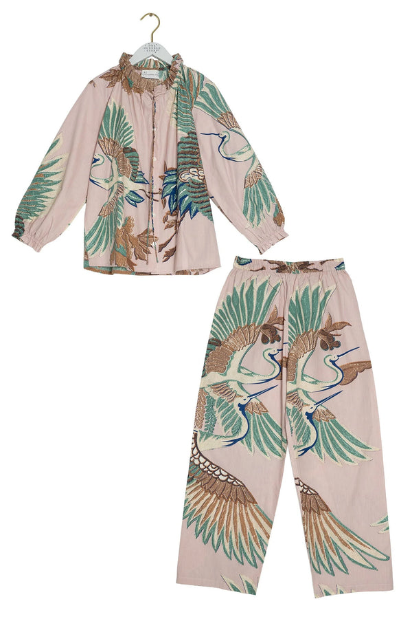 Crane Plaster Pink Poplin Pyjama Set