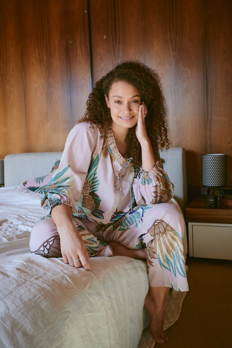 Crane Plaster Pink Poplin Pyjama Set