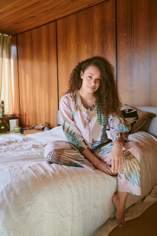 Crane Plaster Pink Poplin Pyjama Set