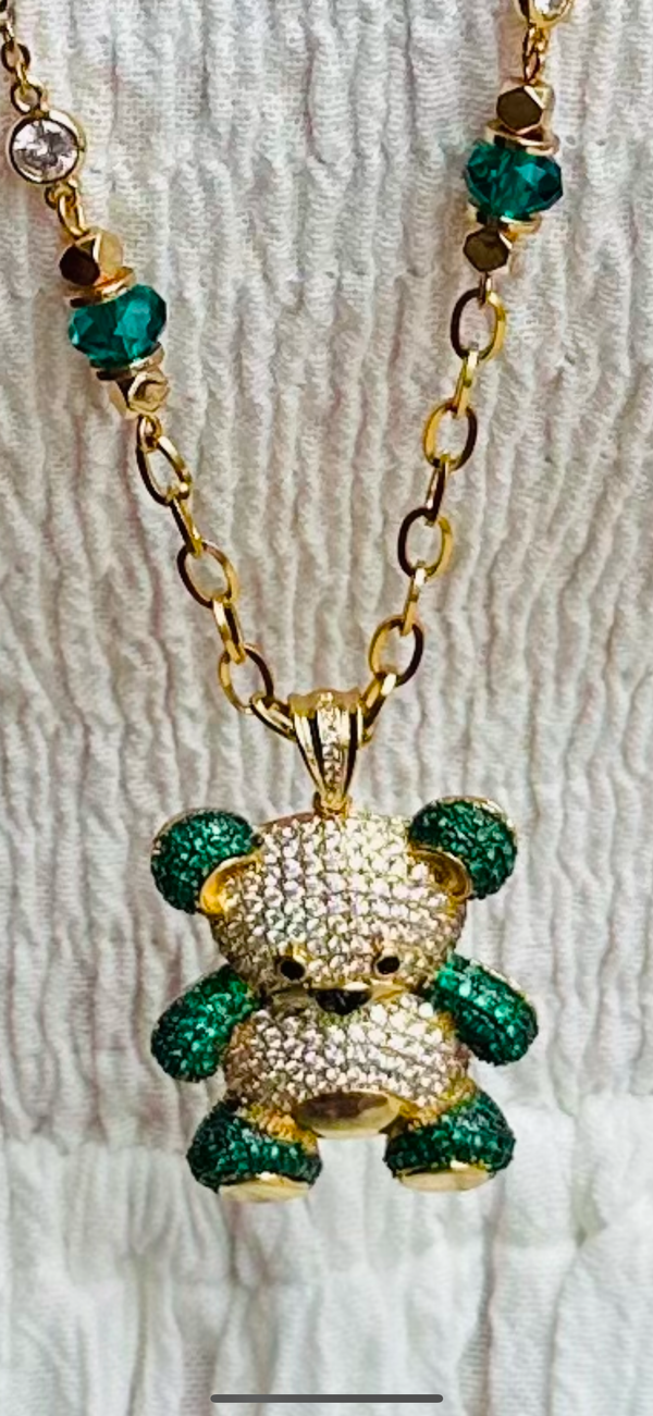 Green Teddy Bear Necklaces