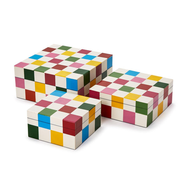 Colorblock Set of 3 Covered Box