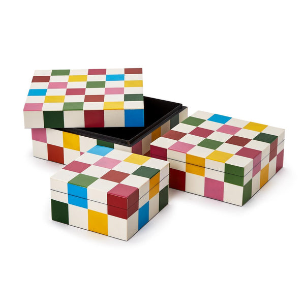 Colorblock Set of 3 Covered Box