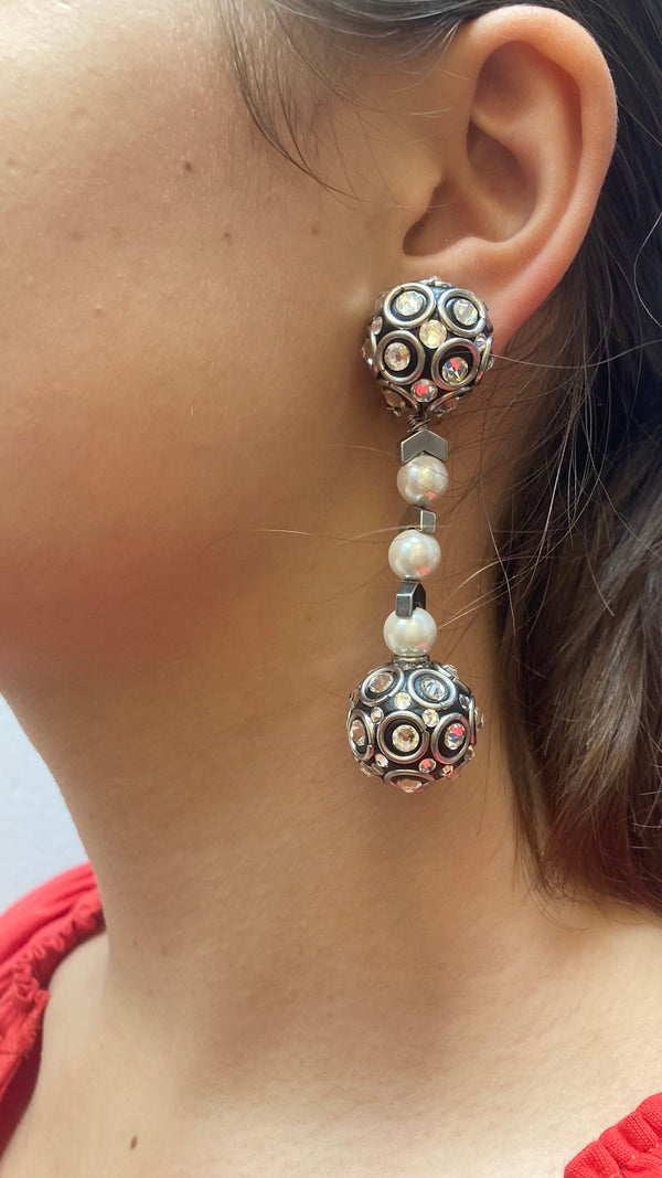 Silver Disco Ball Earring