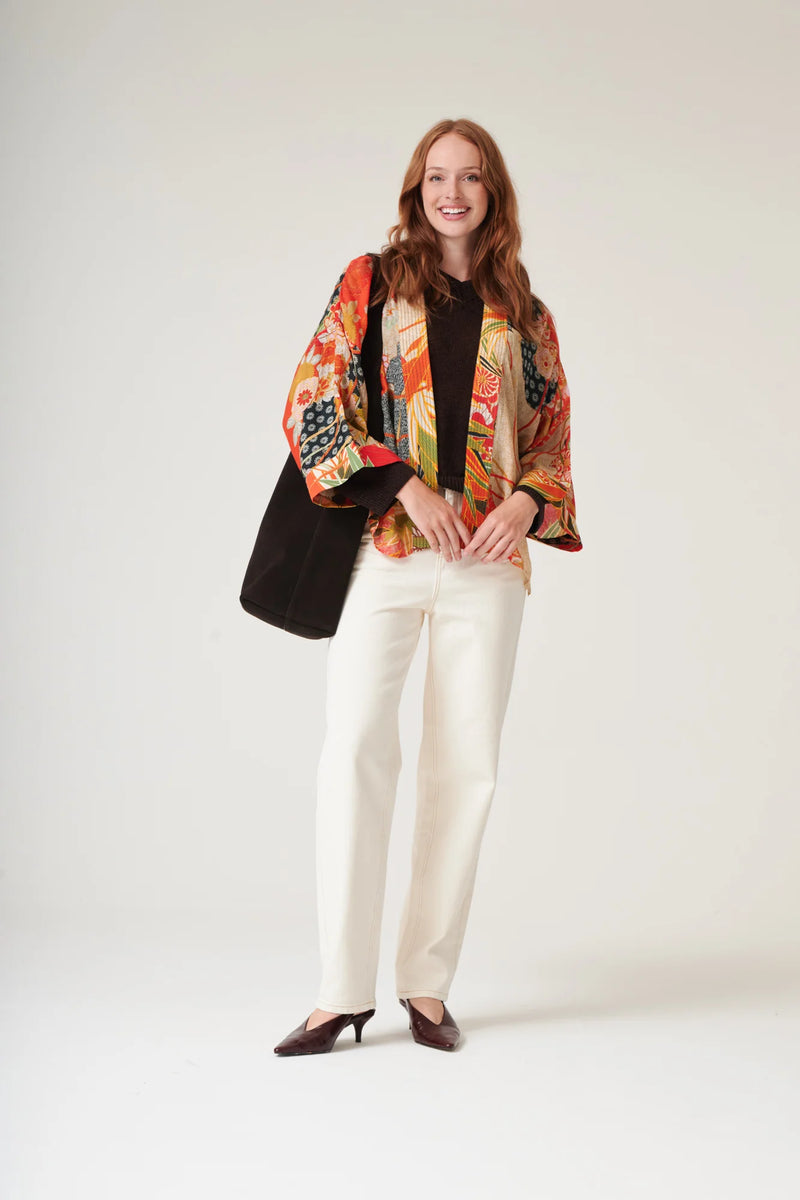 Fans Scarlet Short Kimono