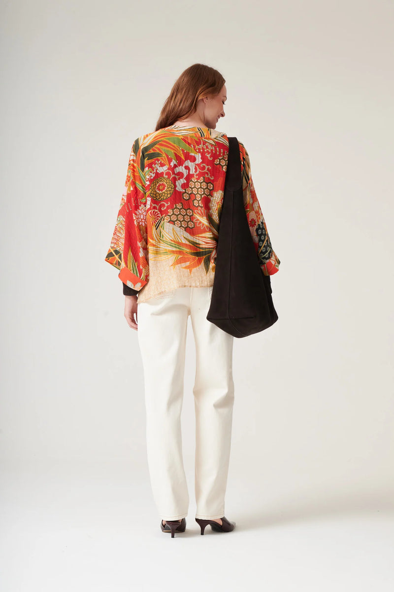 Fans Scarlet Short Kimono