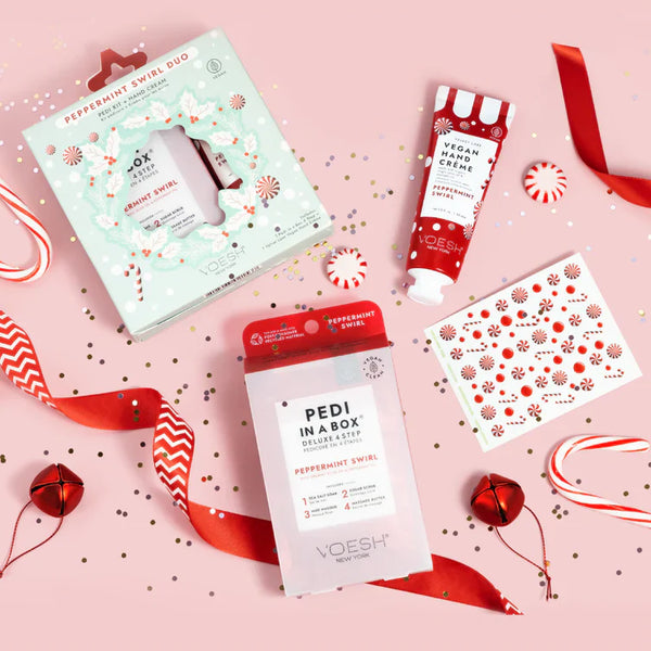 Peppermint Swirl Duo with Nail Stickers - Seasonal Mani/Pedi Kit