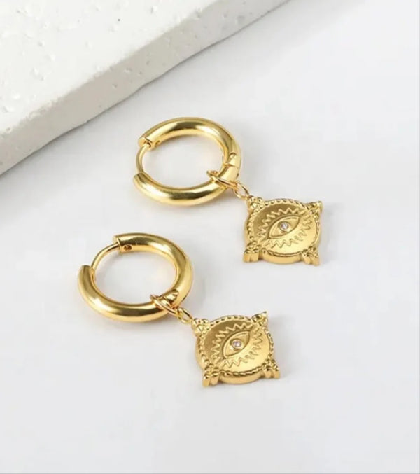 Boho Mini Pendant Huggie Earrings