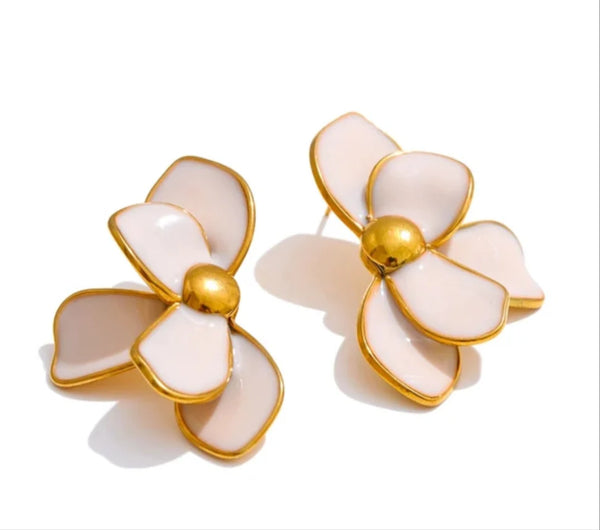 Wisteria Enamel Flower Earrings