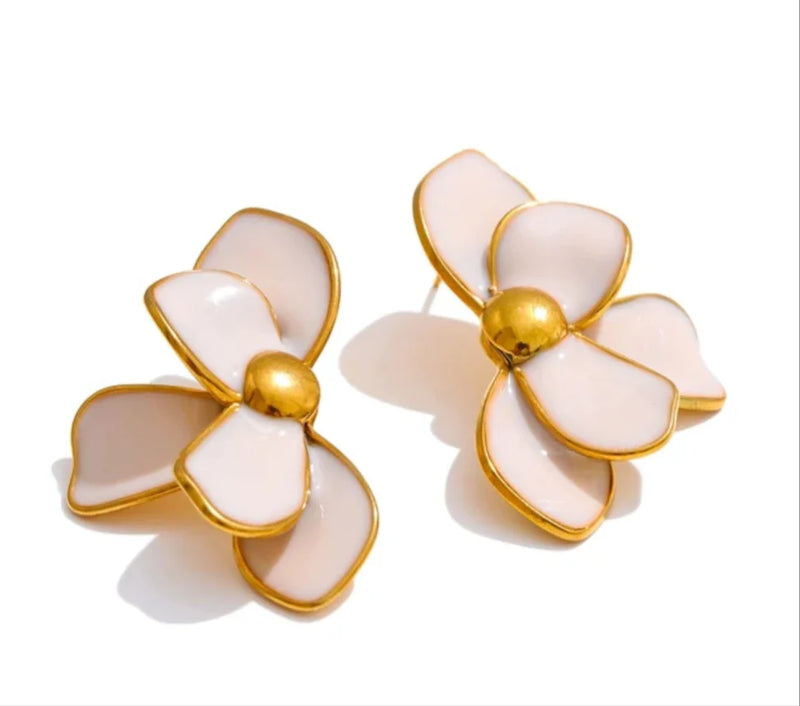 Wisteria Enamel Flower Earrings