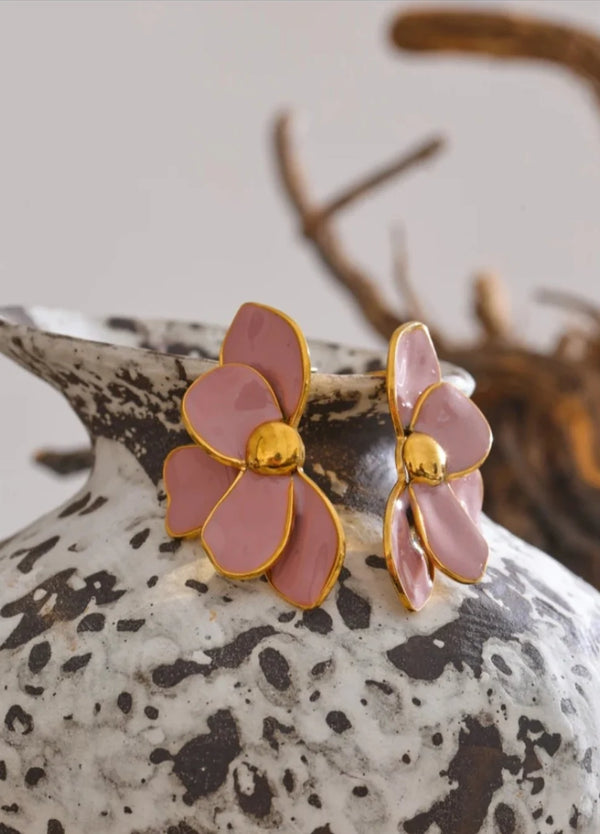 Wisteria Enamel Flower Earrings