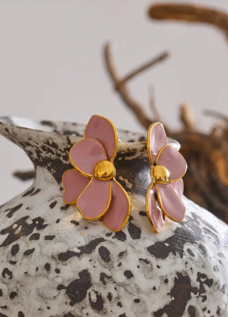 Wisteria Enamel Flower Earrings