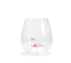 Flamingo Stemless Wine Glass