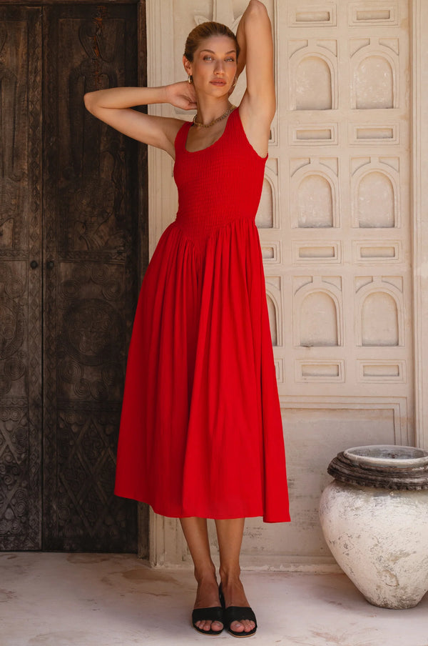 Indira Smocked Midi Dress