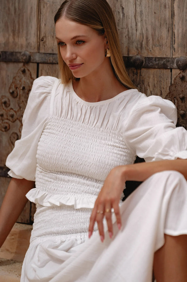 Jaffa Smocked Linen Top